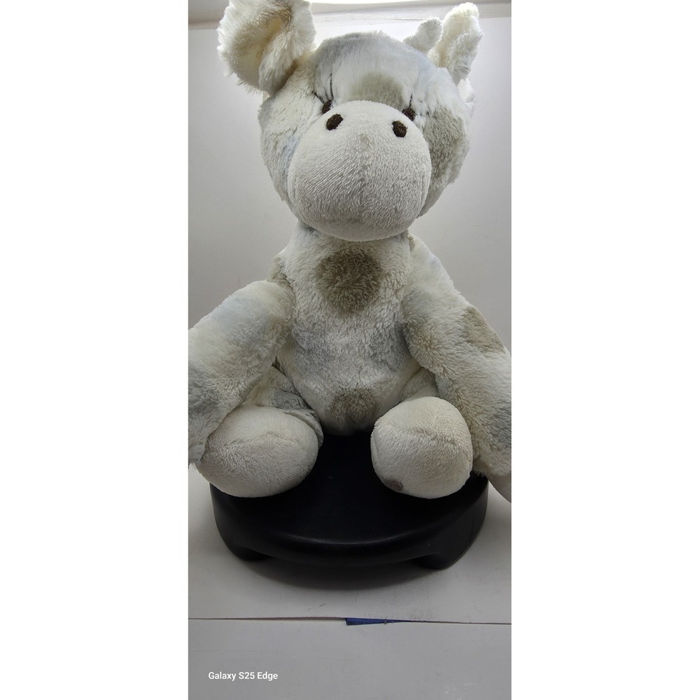 Little G Giraffe Plush 12" Stuffed Animal Toy White Gray Blue Polka Dots Floppy